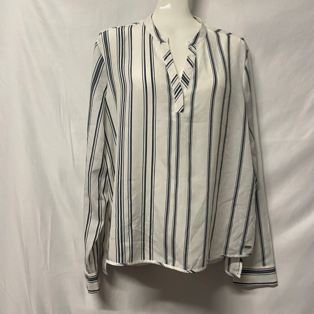 A X Armani Exchange Blouse Top Stripe Size L Long Sleeve